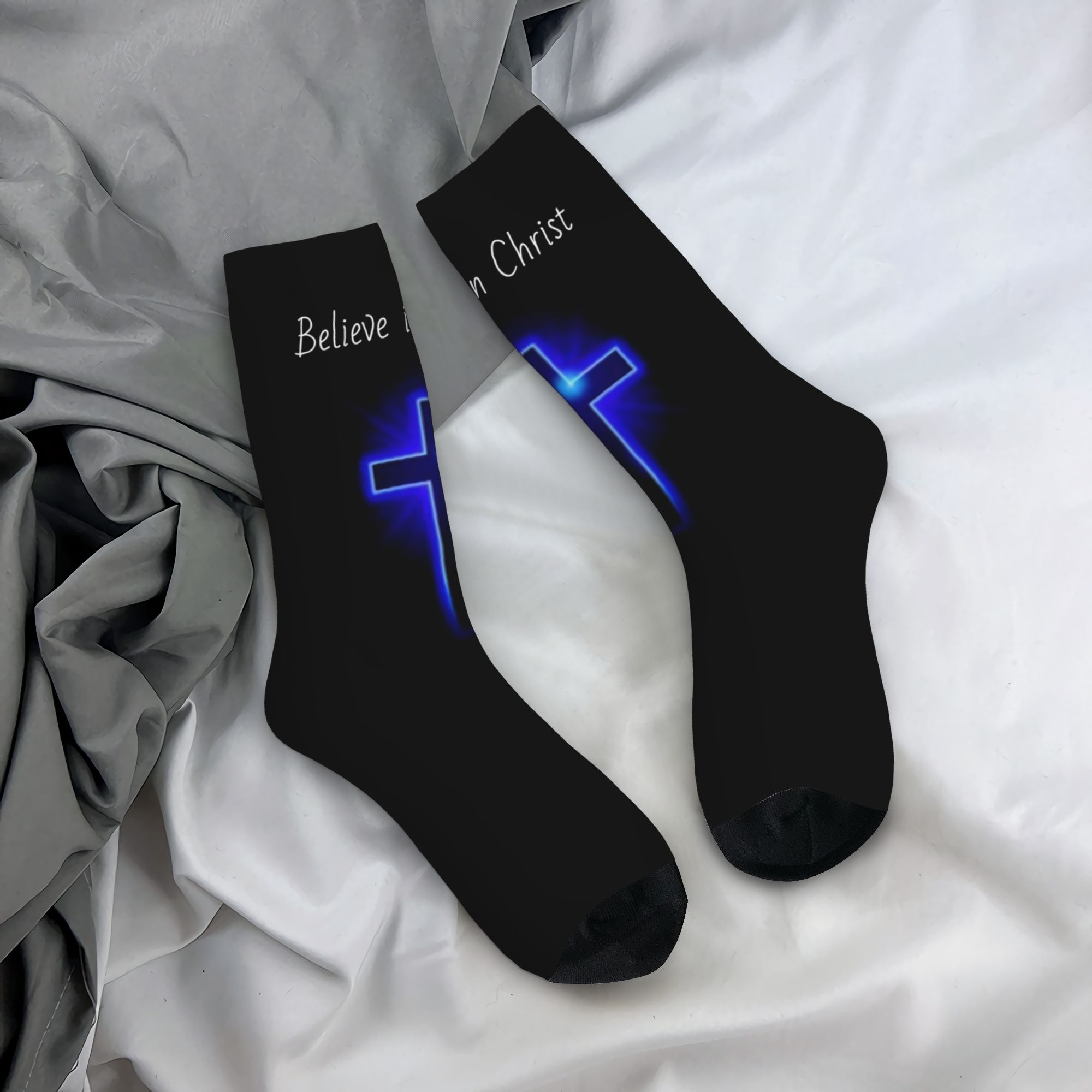 Kaos Kaki Custom Believe Jesus - Dress Sock Men ulasan dan harga